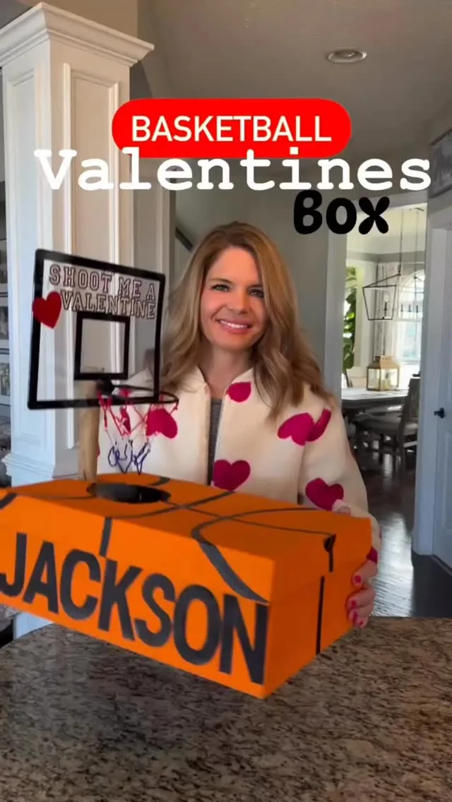 Since posting this a few years ago there are now options you can buy that are premade. Comment SHOP and I’ll send you links. If you want to make your own here’s how I made mine: Valentine’s Day DIY basketball box 🏀 Jackson loves basketball and wanted a basketball themed box for his Valentines party at school. I painted a shoebox with craft paint & headed to @dollartree and found a small basketball hoop. I drilled it to a piece of wood and zip tied it to the side of the shoebox to secure it. I painted on the basketball lines with a paint pen & added stickers. This was a quick, budget friendly diy. Follow along for more! #valentines #valentinesbox #classparty #valentinesday #basketballbox
